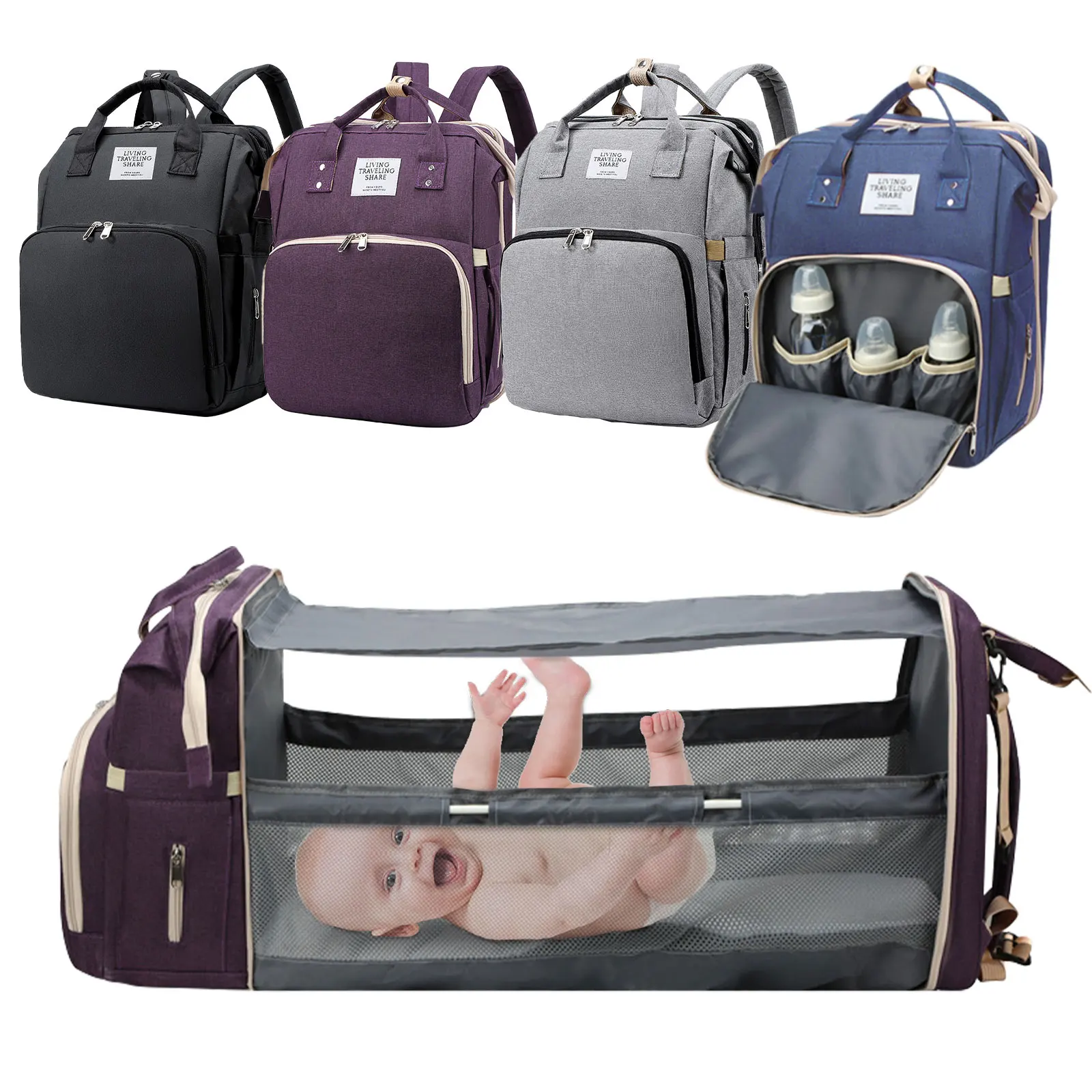 Multifunction Mum Backpack Portable Large Capacity Diaper Bag Baby Changing Bag Foldable Bed with Sunshade Hooks for Outdoor
Multifunction Mum Backpack Portable Large Capacity Diaper Bag Baby Changing Bag Foldable Bed with Sunshade Hooks for Outdoor