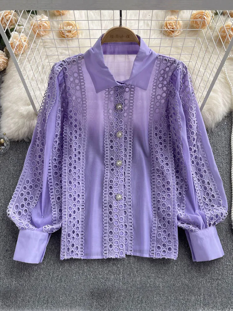 Autumn French Niche Polo Collar Long-sleeved Shirt Korean Version of The Small Fresh Loose Thin Hollow Top Women D1247
Autumn French Niche Polo Collar Long-sleeved Shirt Korean Version of The Small Fresh Loose Thin Hollow Top Women D1247