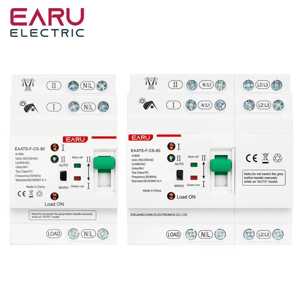 EARUELECTRIC Мини ATS Автоматический резервный переключатель 2P/4P 80А 230В/110В
EARUELECTRIC Мини ATS Автоматический резервный переключатель 2P/4P 80А 230В/110В