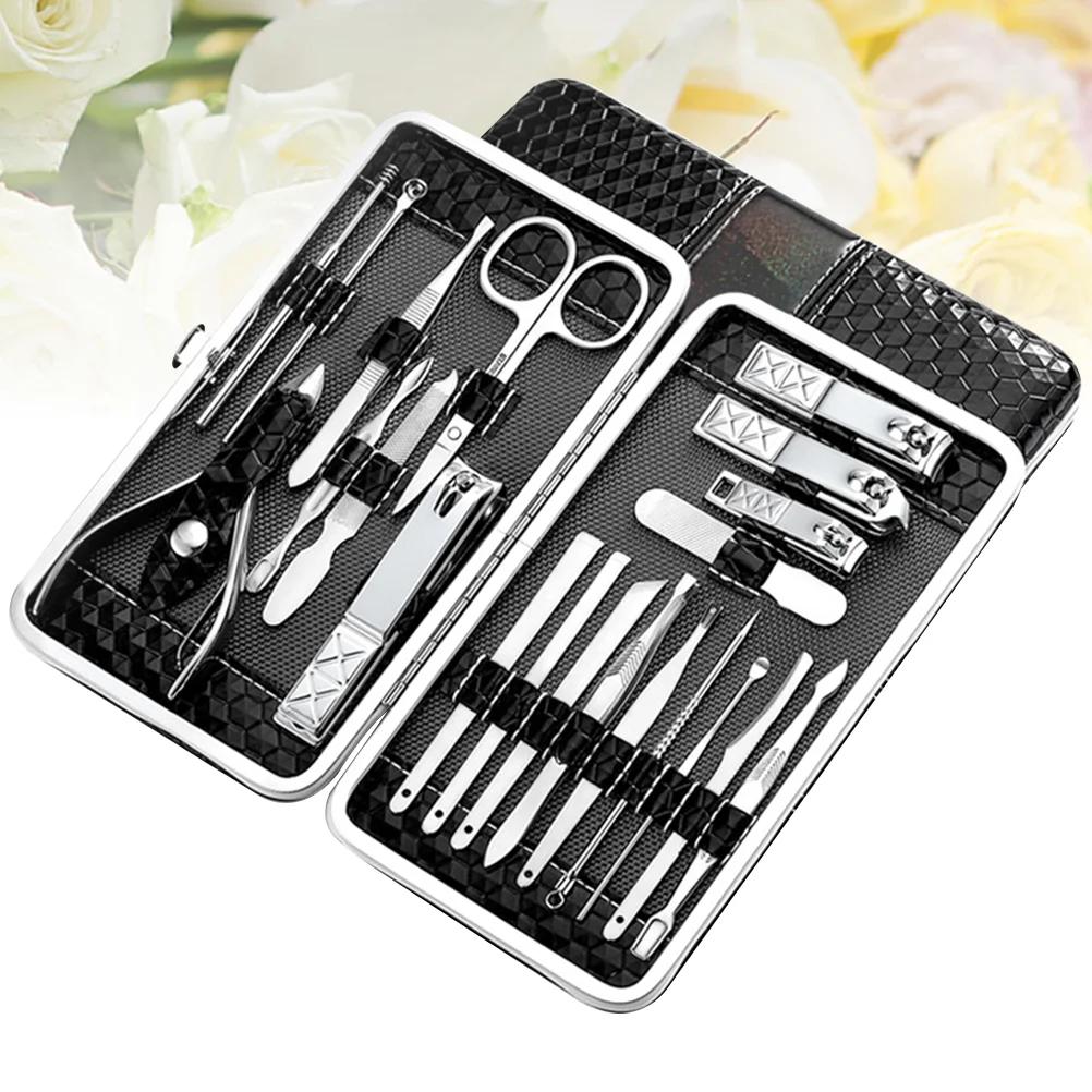21Pcs Travel Manicure Set Professional Nail Salon Tool Fingernail Toenail Care Set Gift for Men Black 
21Pcs Travel Manicure Set Professional Nail Salon Tool Fingernail Toenail Care Set Gift for Men Black