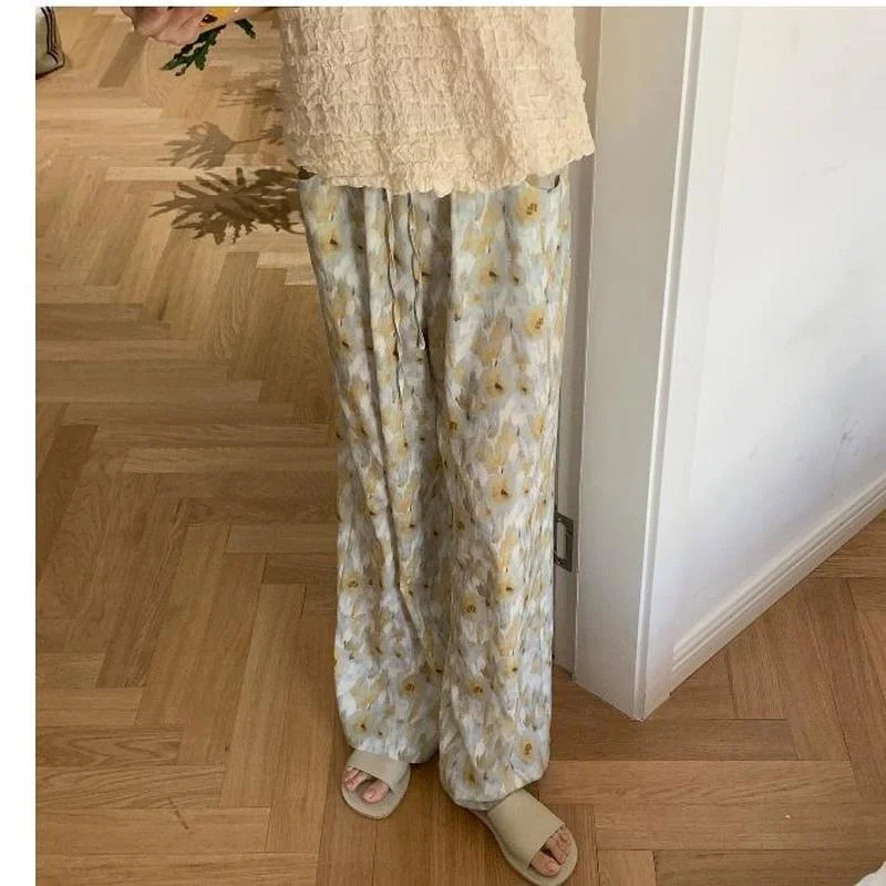 Flower Wide Leg Pants Female Summer High Waist Cool Pants Drape Straight Tube Loose Floral Mopping Casual Trousers Thin
Flower Wide Leg Pants Female Summer High Waist Cool Pants Drape Straight Tube Loose Floral Mopping Casual Trousers Thin