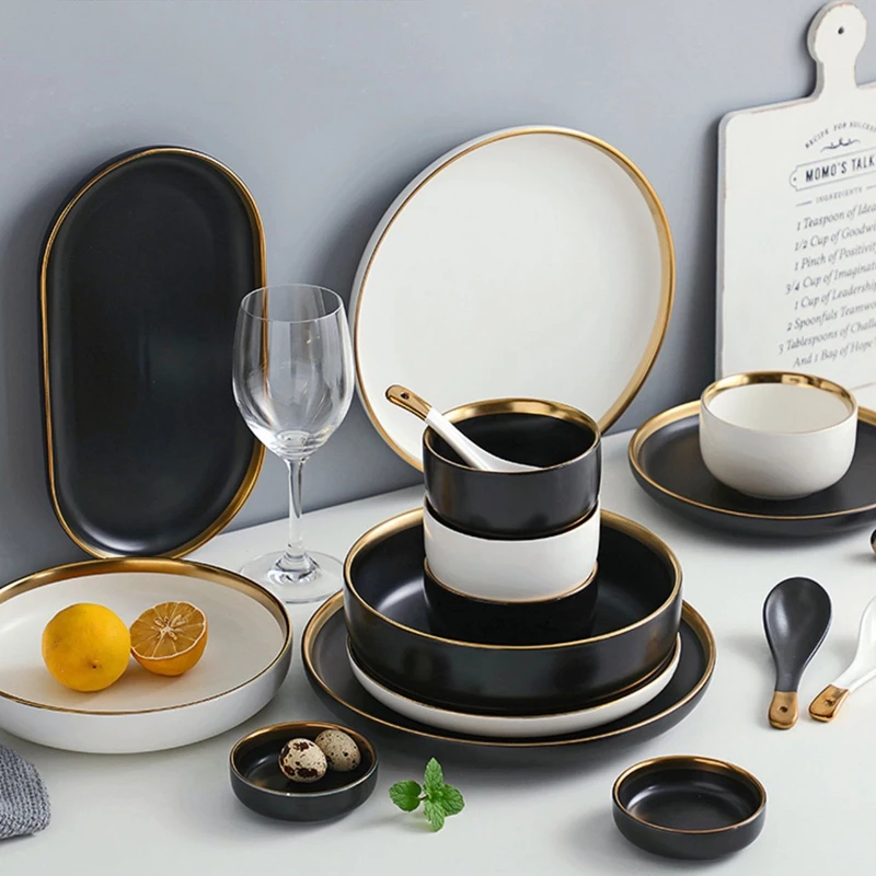 Black/White Plates Porcelain Tableware Dinner Set Dishes for Food Kitchen Ceramic Plate and Bowl Set Dining Set Dropshipping
Black/White Plates Porcelain Tableware Dinner Set Dishes for Food Kitchen Ceramic Plate and Bowl Set Dining Set Dropshipping