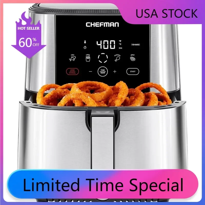 Турбофри Chefman®Фритюрница с сенсорным управлением, размер XL 8-Qt для всей семьи, одно касание, цифровое управление, картофель фри
Турбофри Chefman®Фритюрница с сенсорным управлением, размер XL 8-Qt для всей семьи, одно касание, цифровое управление, картофель фри