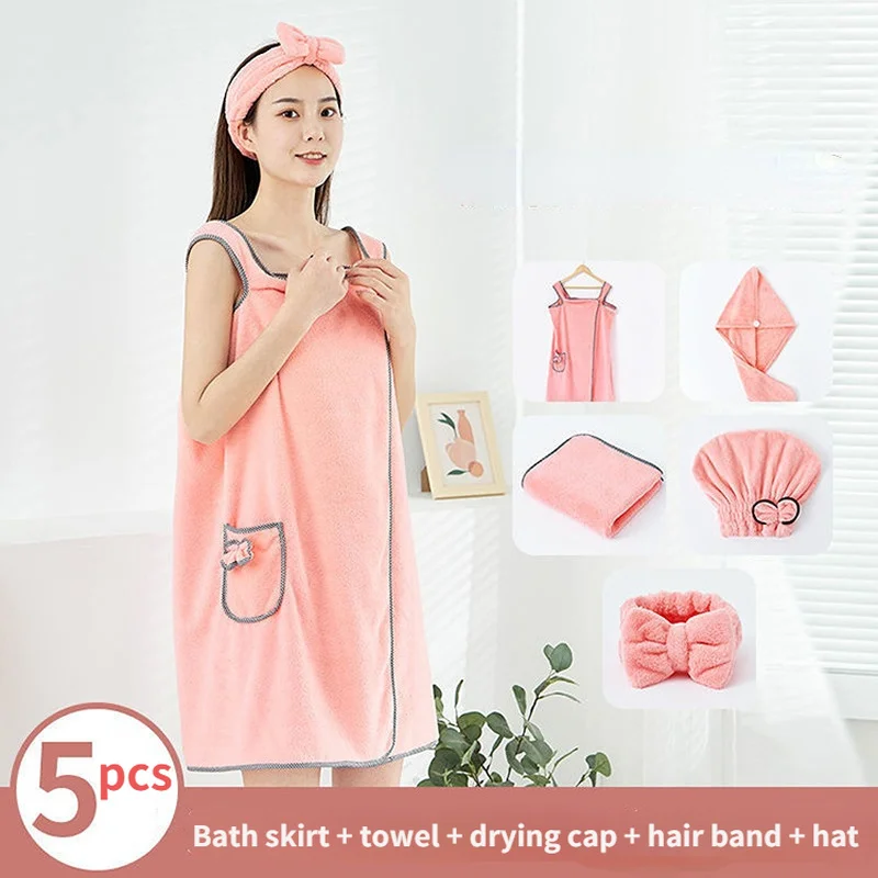 Wearable Bath Towel Absorbent Soft Adult Bathrobe Hair Band Large Beach Dryer Cap Shower Cap Wrap Chest Microfiber Towel Set
Wearable Bath Towel Absorbent Soft Adult Bathrobe Hair Band Large Beach Dryer Cap Shower Cap Wrap Chest Microfiber Towel Set
