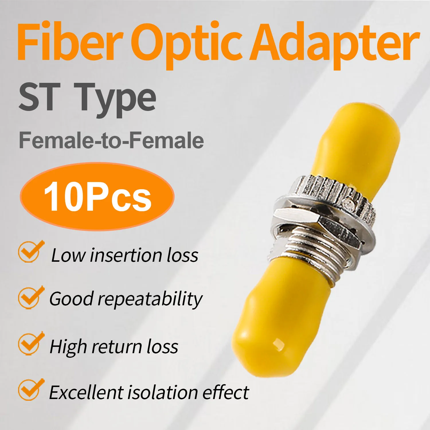 

10 Pcs ST Coupler Fiber Optic Adapter, Singlemode Simplex Connector Converter SM Flange Ftth