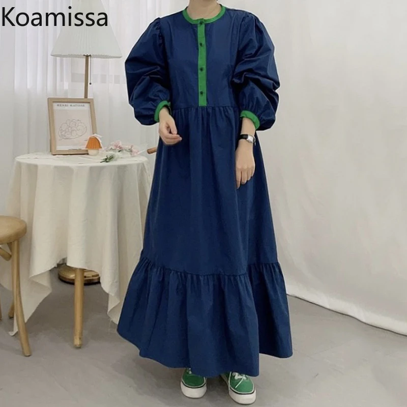 Koamissa Ruffled Women French Long Dress O-neck Long Puff Sleeves Female Patchwork Loose Straight Dresses Lady Korean Vestidos
Koamissa Ruffled Women French Long Dress O-neck Long Puff Sleeves Female Patchwork Loose Straight Dresses Lady Korean Vestidos