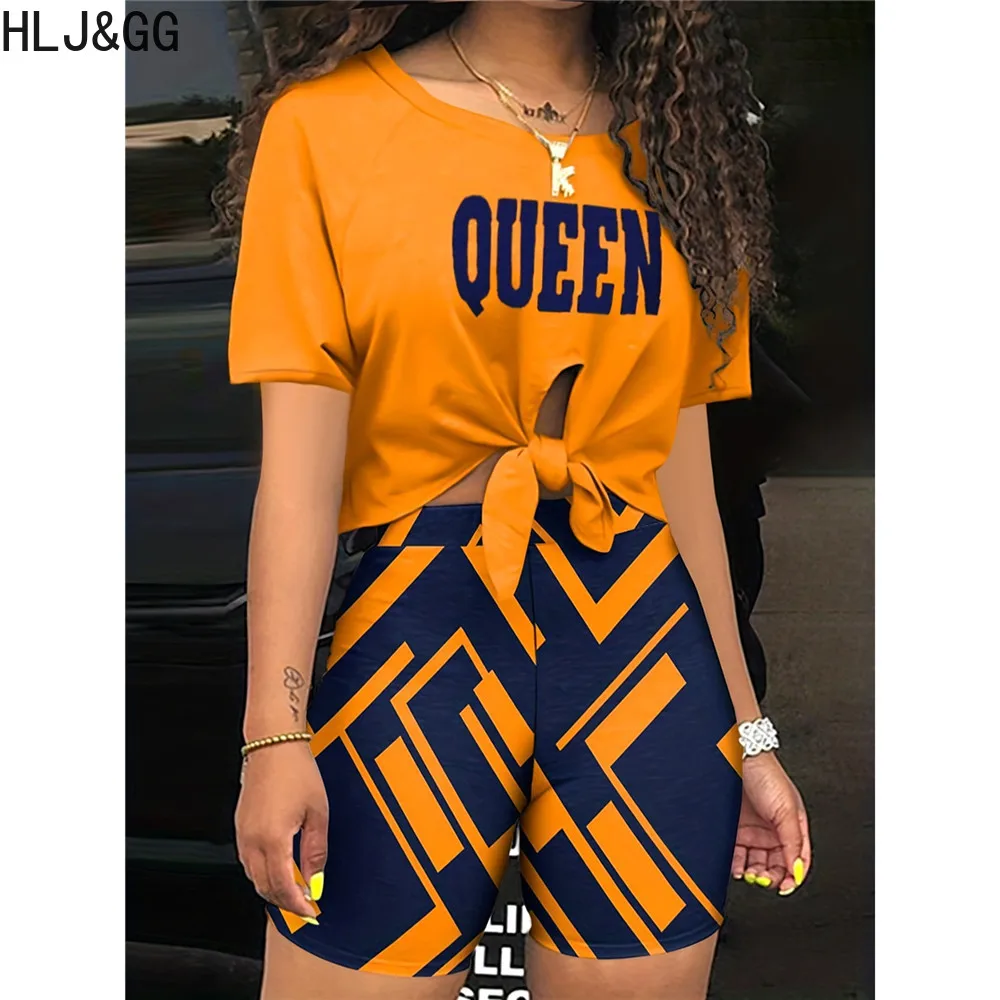 HLJ&GG Orange Fashion Streetwear Women Letter Printing Tshirt And Biker Shorts Two Piece Sets Casual Matching 2pcs Outfits 2023
HLJ&GG Orange Fashion Streetwear Women Letter Printing Tshirt And Biker Shorts Two Piece Sets Casual Matching 2pcs Outfits 2023