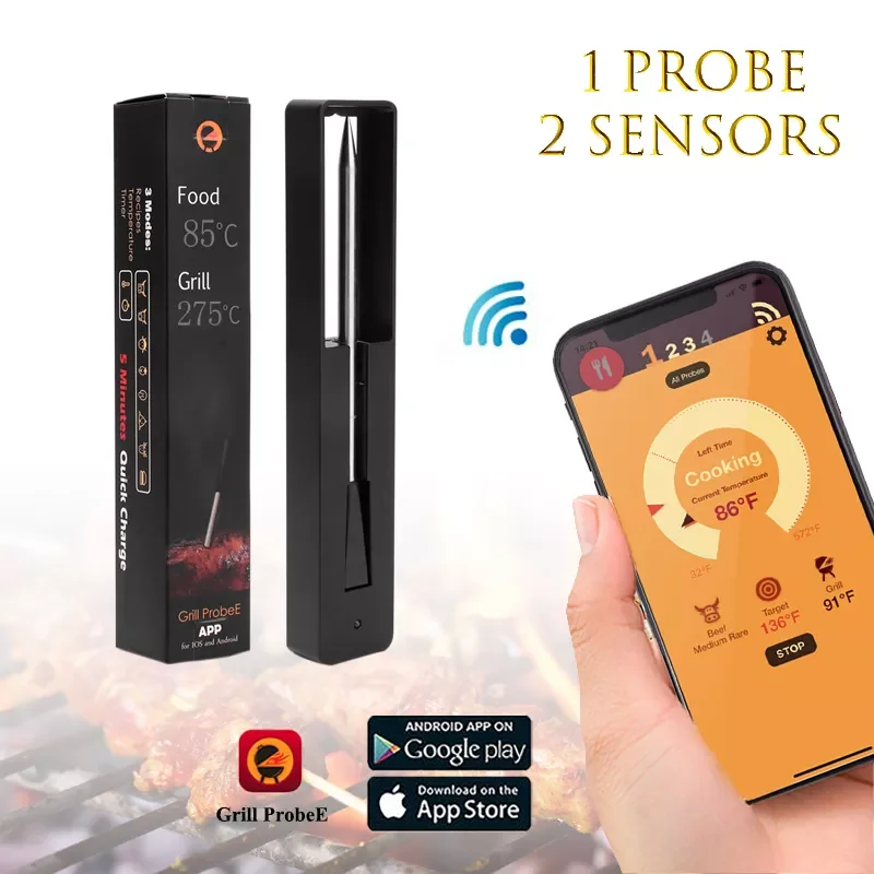 Wireless Meat Food Steak Thermometer for Oven Grill BBQ Smoker Rotisserie Kitchen Smart Digital Bluetooth Barbecue Accessories
Wireless Meat Food Steak Thermometer for Oven Grill BBQ Smoker Rotisserie Kitchen Smart Digital Bluetooth Barbecue Accessories