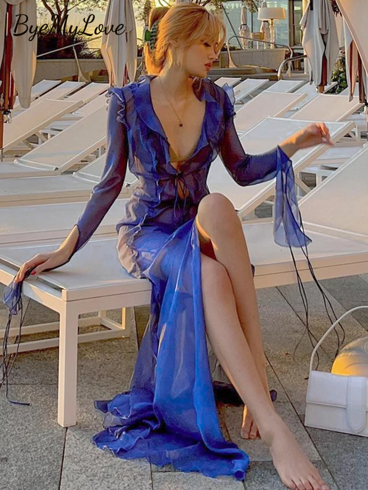 Шифоновое Сетчатое платье-макси ByeMyLove, сексуальное пляжное платье с V-образным вырезом для женщин, прозрачное синее вечернее платье с длинны...
Шифоновое Сетчатое платье-макси ByeMyLove, сексуальное пляжное платье с V-образным вырезом для женщин, прозрачное синее вечернее платье с длинны...