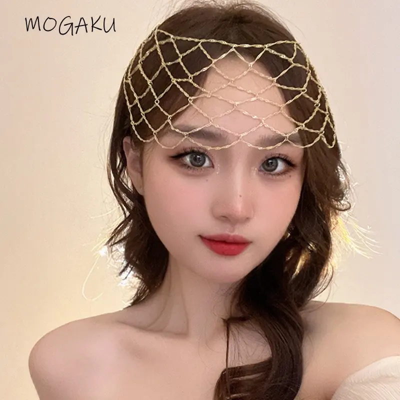 MOGAKU Hollow Out Chain Headwear for Women Bohemian Ethnic Hair Hoop Girls Gold Color Mesh Net Headpiece Jewelry Accessories
MOGAKU Hollow Out Chain Headwear for Women Bohemian Ethnic Hair Hoop Girls Gold Color Mesh Net Headpiece Jewelry Accessories