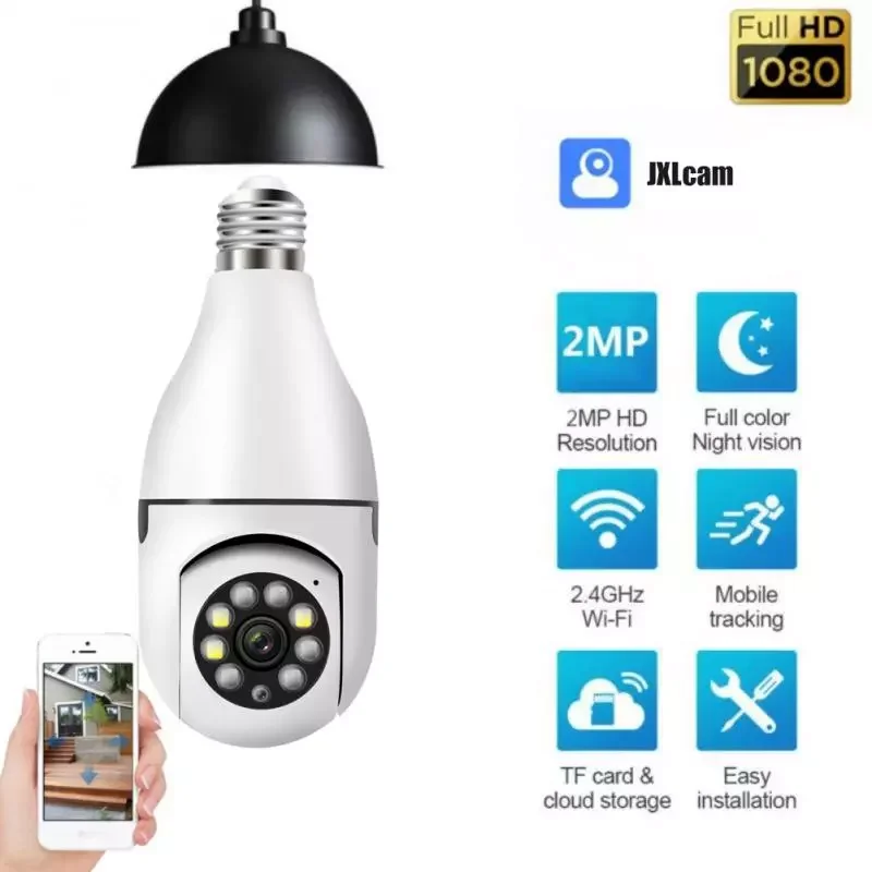 360 Rotate Auto Tracking Panoramic Camera 1080P Full HD Wireless JXLCAM Wifi PTZ IP Cam Remote Viewing Security Bulb Interface
360 Rotate Auto Tracking Panoramic Camera 1080P Full HD Wireless JXLCAM Wifi PTZ IP Cam Remote Viewing Security Bulb Interface