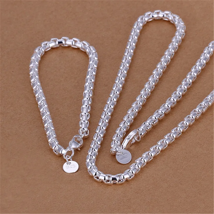 925 Sterling Silver Bracelets necklace 4MM box chain Jewelry sets for women men charm Fashion Party wedding Gifts
925 Sterling Silver Bracelets necklace 4MM box chain Jewelry sets for women men charm Fashion Party wedding Gifts