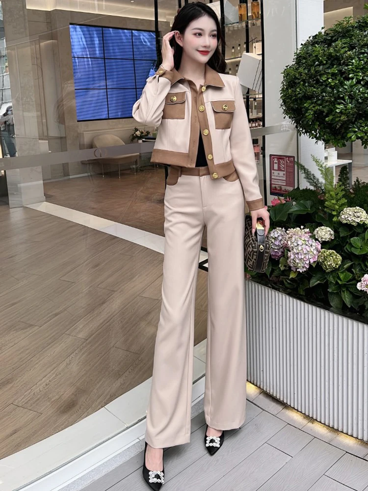 ZJYT Fall Winter Office Lady Blazer Trousers Suits Women Elegant Color Block Jacket Pants 2 Piece Matching Set Party Outfits
ZJYT Fall Winter Office Lady Blazer Trousers Suits Women Elegant Color Block Jacket Pants 2 Piece Matching Set Party Outfits