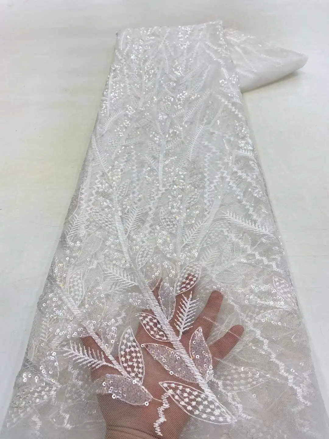 

JPXB тяжелые серебряные блестки кружевная ткань с бусинами Блестки для свадебного платья роскошное вечернее платье французское кружево 5 ярдов XZ1258