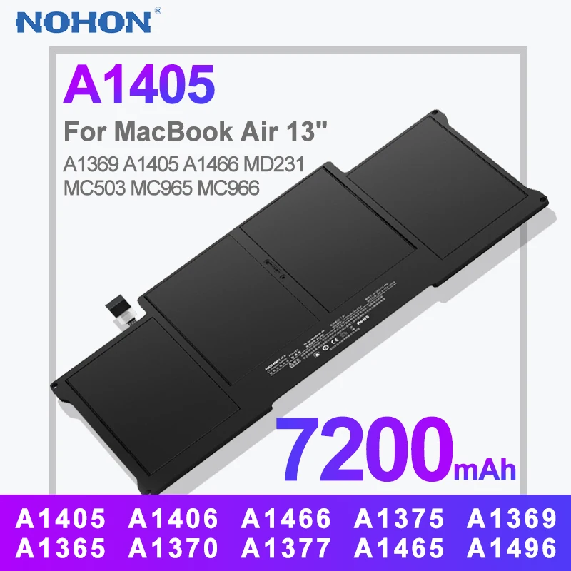 NOHON Notebook Battery For Apple Macbook Air 13" 11.6" A1466 A1405 A1369 A1406 A1375 A1370 A1377 A1465 A1496 A1495 Baterias
NOHON Notebook Battery For Apple Macbook Air 13" 11.6" A1466 A1405 A1369 A1406 A1375 A1370 A1377 A1465 A1496 A1495 Baterias