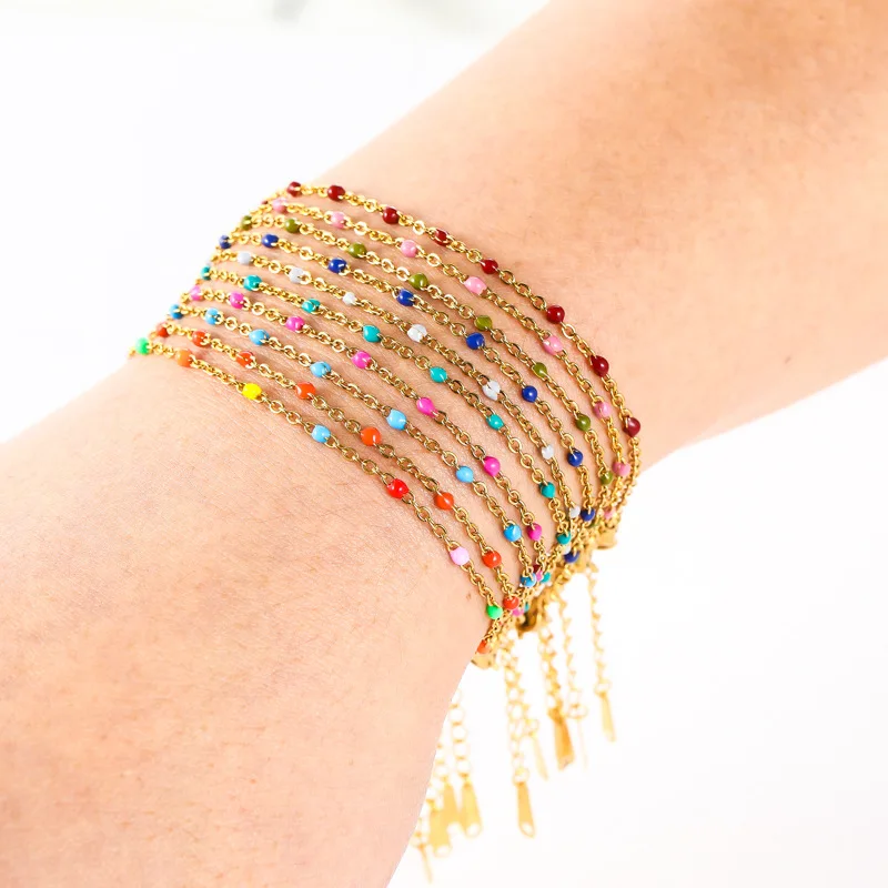 2023 New Product Women's Colored Beads Stainless Steel Dripping Oil Bracelet Creative Bracelet For Women Lucky Jewelry Gifts
2023 New Product Women's Colored Beads Stainless Steel Dripping Oil Bracelet Creative Bracelet For Women Lucky Jewelry Gifts