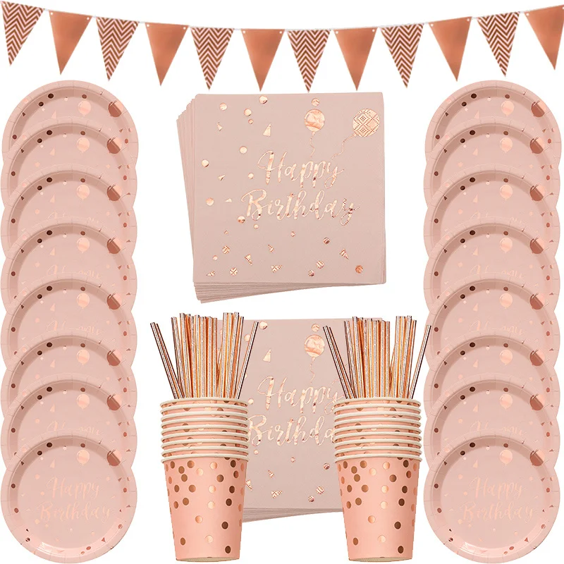 78pcs/set Rose Gold Happy Birthday Decor Girl Disposable Tableware Set Paper Plate Hot Stamping Adult Birthdy Party Supplies
78pcs/set Rose Gold Happy Birthday Decor Girl Disposable Tableware Set Paper Plate Hot Stamping Adult Birthdy Party Supplies