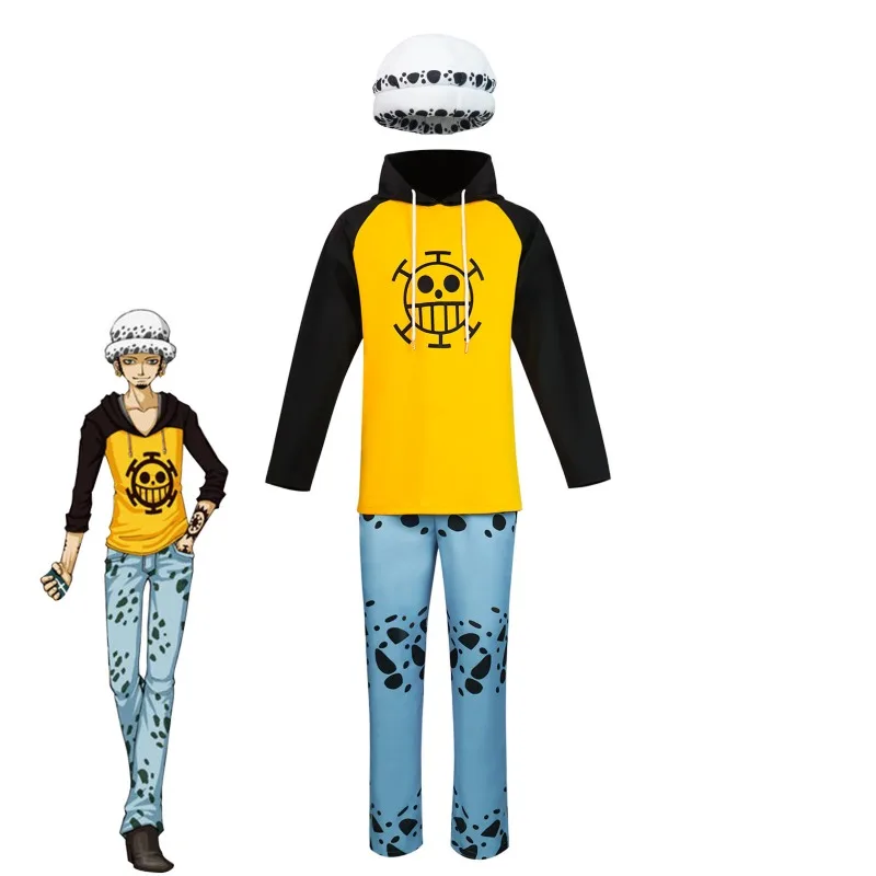 Аниме мультфильм серия One Piece Trafalgar D. Костюмы для косплея по водным правом, полноразмерная повседневная одежда, толстовка с капюшоном