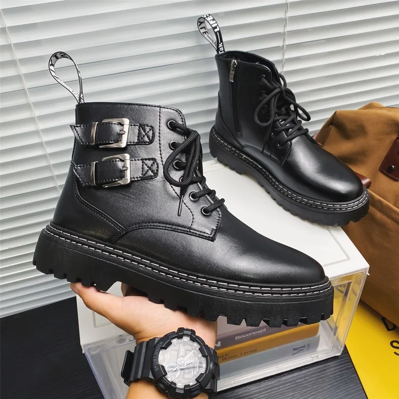 British Style Martin Boots Round Toe Lace Up Men Ankle Boots All-match Waterproof Rubber Men Boots Black Men Platform Boots
British Style Martin Boots Round Toe Lace Up Men Ankle Boots All-match Waterproof Rubber Men Boots Black Men Platform Boots