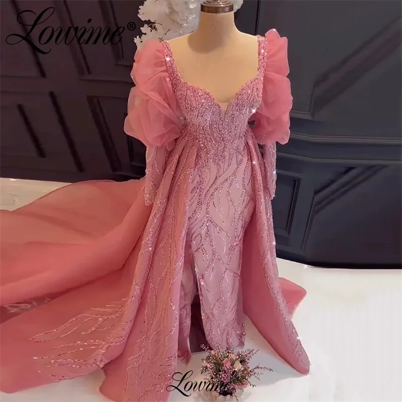 Lowime Arabic Dubai Pink Overskirt Evening Dresses Beaded Mermaid Long Prom Dress Women Wedding Party Muslim Formal Evening Wear
Lowime Arabic Dubai Pink Overskirt Evening Dresses Beaded Mermaid Long Prom Dress Women Wedding Party Muslim Formal Evening Wear