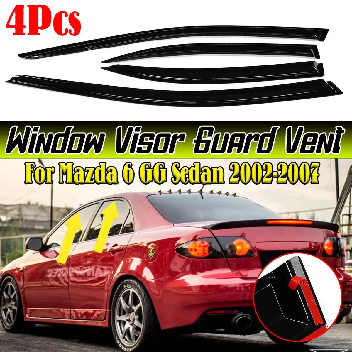 4 шт., автомобильные дефлекторы для боковых окон Mazda 6 GG Sedan 2002-2007
4 шт., автомобильные дефлекторы для боковых окон Mazda 6 GG Sedan 2002-2007