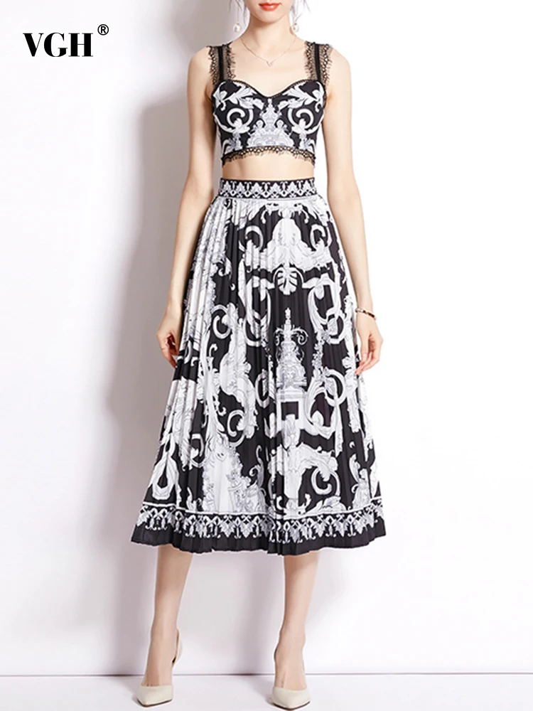 VGH Summer Fashion Print Colorblock Two Piece Set For Women Square Collar Sleeveless Tops High Waist Midi Skirts Female Sets Bew
VGH Summer Fashion Print Colorblock Two Piece Set For Women Square Collar Sleeveless Tops High Waist Midi Skirts Female Sets Bew