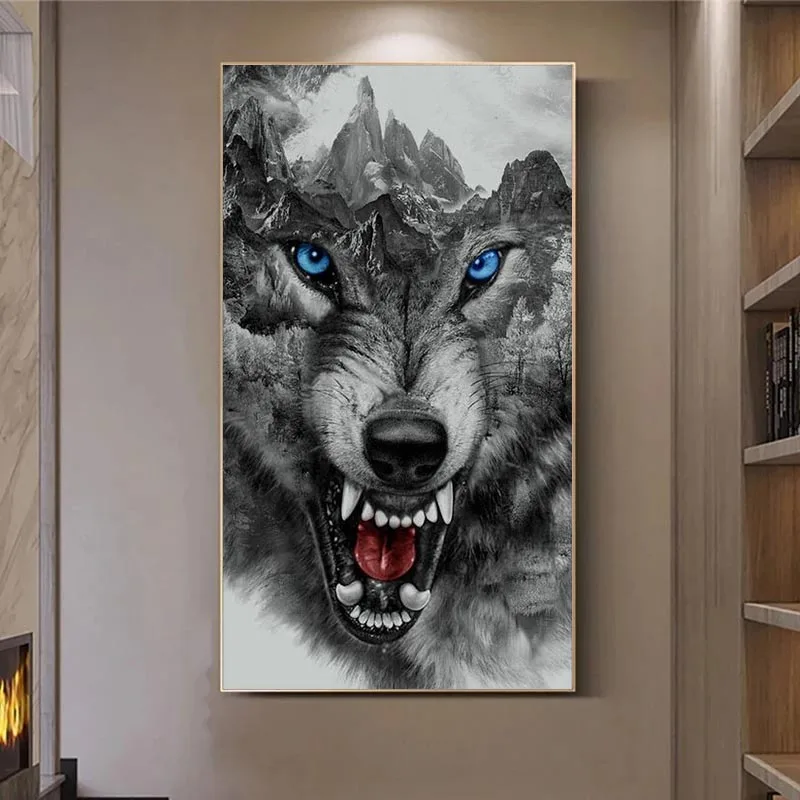 Animal Canvas Art Poster Ferocious Wolf Head Mountain Canvas Decorative Painting Modern Living Room Home Decor Picture Frameless
Animal Canvas Art Poster Ferocious Wolf Head Mountain Canvas Decorative Painting Modern Living Room Home Decor Picture Frameless