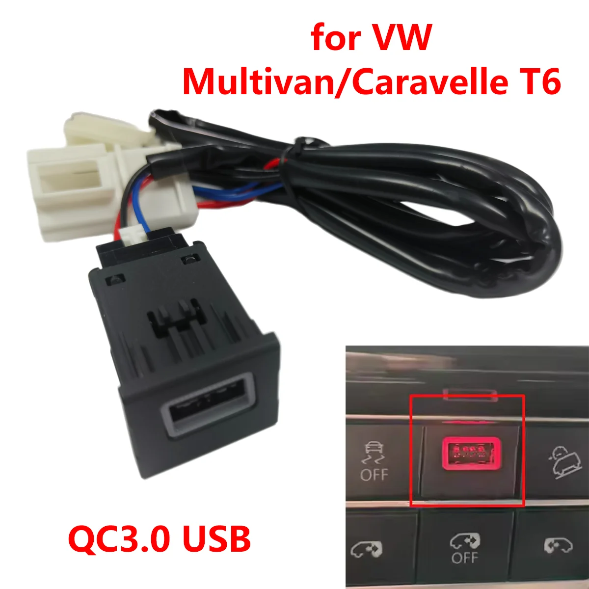 Однопортовый QC3.0 USB автомобильное зарядное устройство розетка для быстрой зарядки адаптер питания для VW Multivan/Caravelle/Transporter T6
Однопортовый QC3.0 USB автомобильное зарядное устройство розетка для быстрой зарядки адаптер питания для VW Multivan/Caravelle/Transporter T6