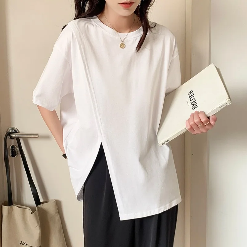 ZCSMLL Design sense mid-length short-sleeved t-shirt women's 2022 summer new Korean version loose all-match half-sleeve slit top
ZCSMLL Design sense mid-length short-sleeved t-shirt women's 2022 summer new Korean version loose all-match half-sleeve slit top