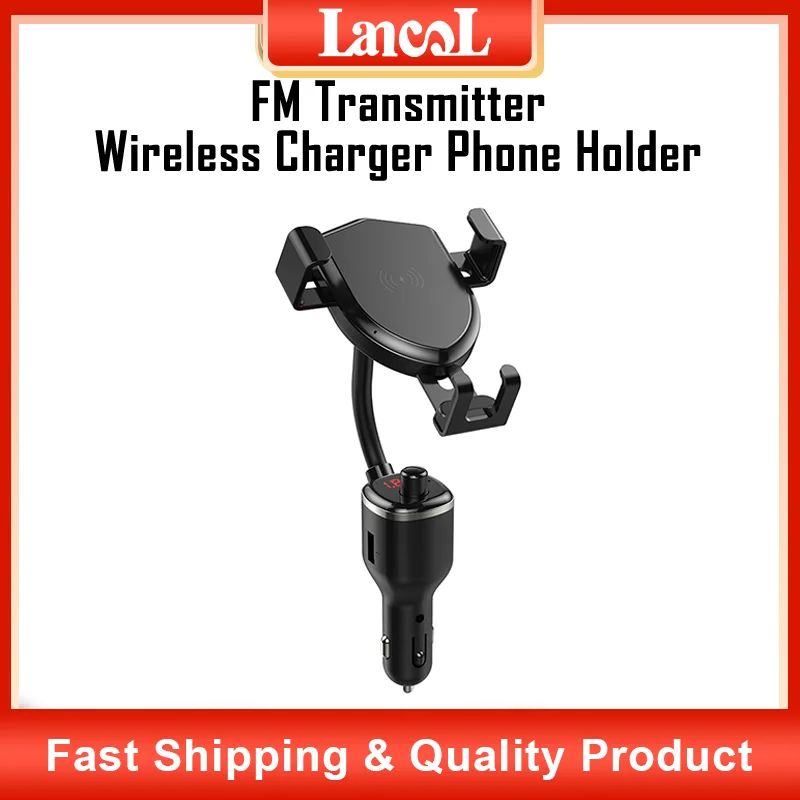 

W4 Fm Transmitter Bluetooth 5.0 Wireless Charger QC3.0 Dual USB Port 2.1A Handsfree Mp3 Player FM Receiver Car Kit