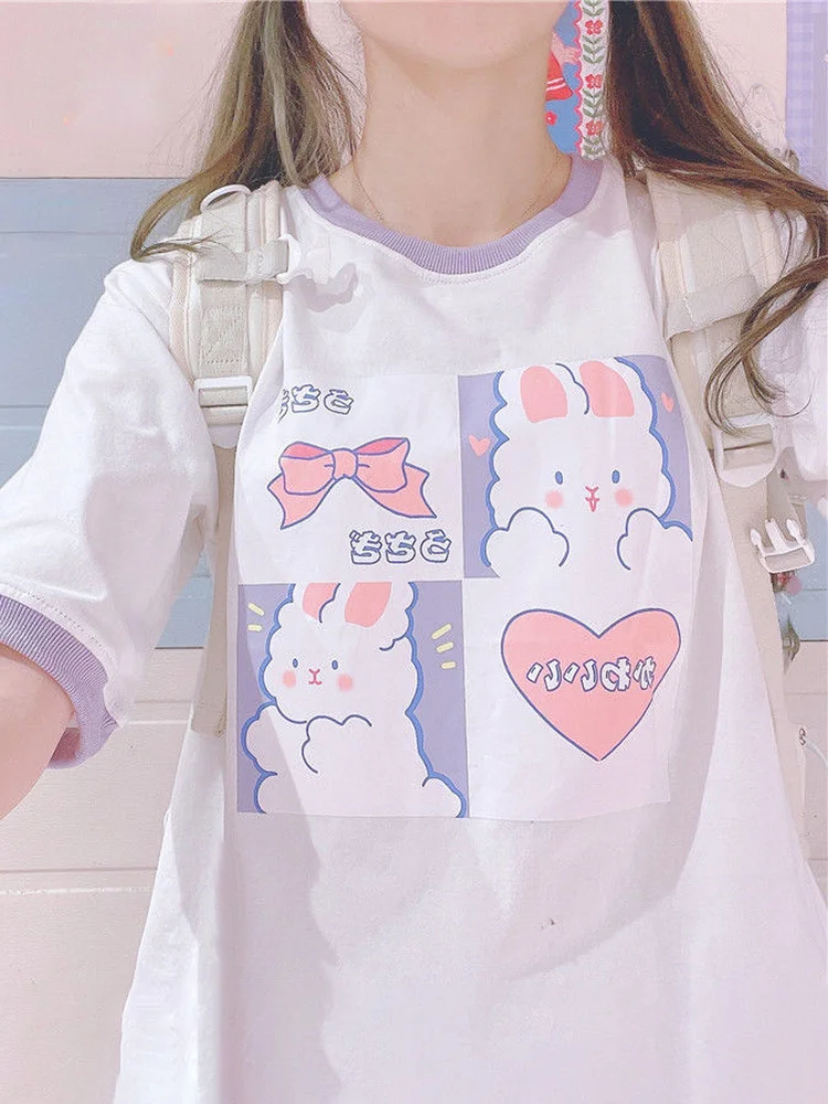 Deeptown Women Kawaii T-shirt Summer Cute Cartoon Print Tops Short Sleeve Japanese Sweet Girl Graphic T Shirt Female Fashion New
Deeptown Women Kawaii T-shirt Summer Cute Cartoon Print Tops Short Sleeve Japanese Sweet Girl Graphic T Shirt Female Fashion New