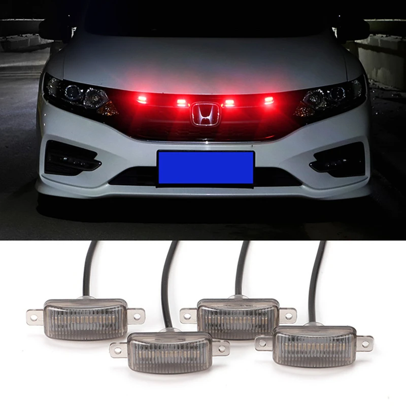 

Universal Car LED Grille Light Smoked Amber White 12LED Grill Light Lighting Eagle Eye Lamp for Off Road Trunk SUV Ford Toyota