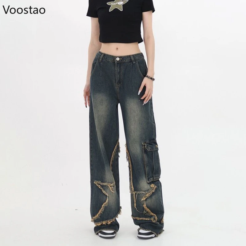 Vintage Women Cargo Jeans Baggy Star Girl Y2k Grunge 90s Aesthetic Loose Denim Trousers Casual Korean Streetwear Hippie Pants
Vintage Women Cargo Jeans Baggy Star Girl Y2k Grunge 90s Aesthetic Loose Denim Trousers Casual Korean Streetwear Hippie Pants