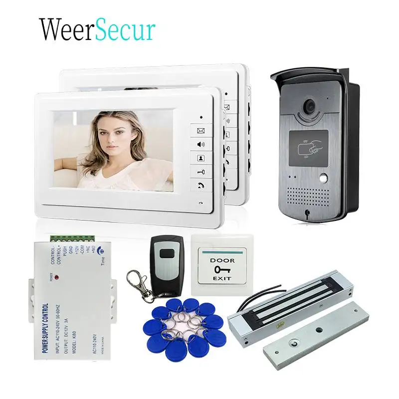 Wired 7 Inch Screen Video Doorbell Door Phone Intercom System 2 Monitor RFID Night Vision Camera Magnetic Lock Free Shipping
Wired 7 Inch Screen Video Doorbell Door Phone Intercom System 2 Monitor RFID Night Vision Camera Magnetic Lock Free Shipping