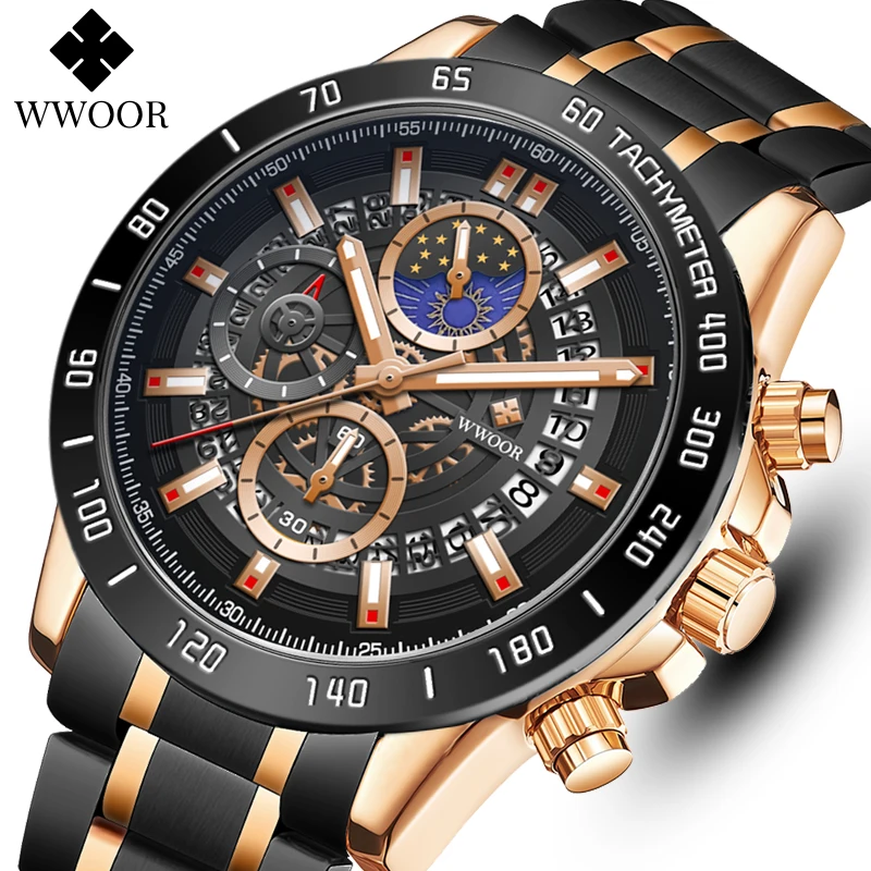 WWOOR Steel Watch For Men Black Classic Top Brand Luxury Watches Quartz Sport Chronograph Waterproof Watch Wrist Reloj Hombre
WWOOR Steel Watch For Men Black Classic Top Brand Luxury Watches Quartz Sport Chronograph Waterproof Watch Wrist Reloj Hombre