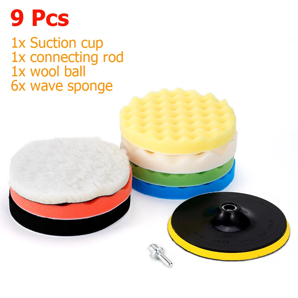 

7" Polishing Pad Buffing Wool Sponge Pads 100mm for Washing, Waxing For Electric Drill Car Beauty Set Electric Drill Polishing