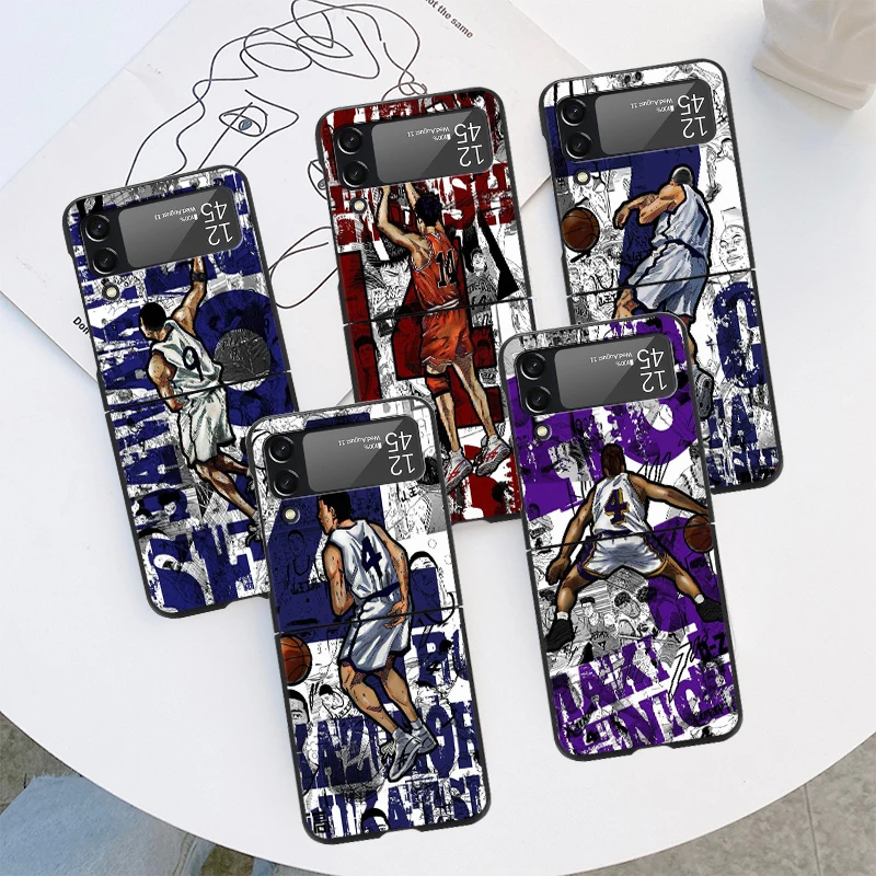 

Anime SLAM DUNK Art Black Hard Case For Samsung Galaxy ZFlip3 ZFlip4 5G Phone Cover Z Flip 3 4 zflip3 flip4 zflip Funda Coque