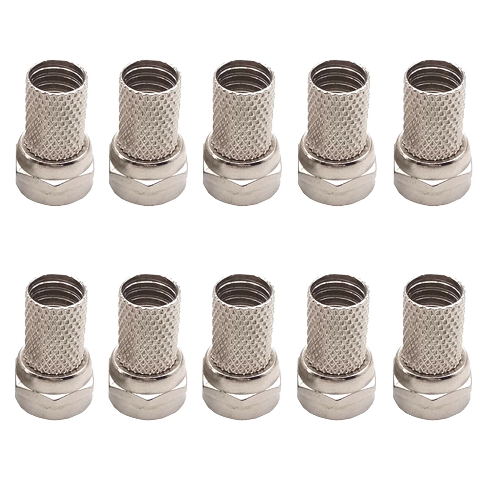 

10PCS Twist On RG6 F Type Coaxial Cable Connector Plugs 75-5 Zinc Alloy Connector for TV Satellite Antenna Coax Cable F Head