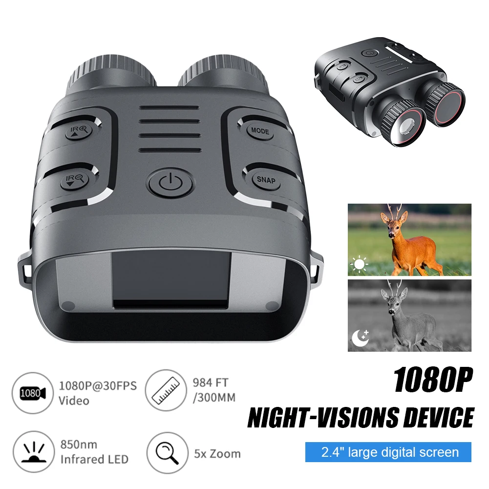 1080P Binoculars Infrared Night Vision Device Infrared HD 5X Digital Zoom Hunting Telescope Outdoor Day Night Dual Use 300m
1080P Binoculars Infrared Night Vision Device Infrared HD 5X Digital Zoom Hunting Telescope Outdoor Day Night Dual Use 300m