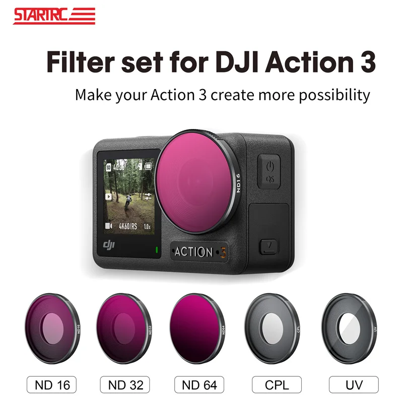 For DJI Action 3 ND Filter Set ND16/32/64 Polarizing Lens Filters CPL UV Professional Filters Osmo Action 3 Camera Accessories
For DJI Action 3 ND Filter Set ND16/32/64 Polarizing Lens Filters CPL UV Professional Filters Osmo Action 3 Camera Accessories