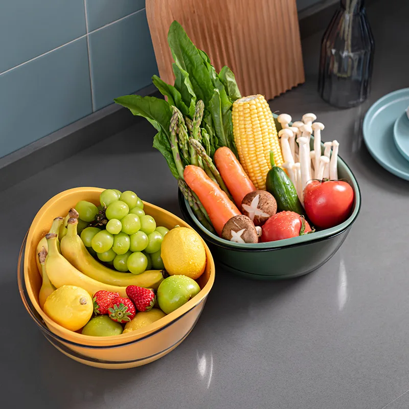 Plastic Fruit Plate Storage Organizer Household Vegetable Washing Vegetable Basin Basket Yuanbao Type Double-layer Kitchen Home
Plastic Fruit Plate Storage Organizer Household Vegetable Washing Vegetable Basin Basket Yuanbao Type Double-layer Kitchen Home