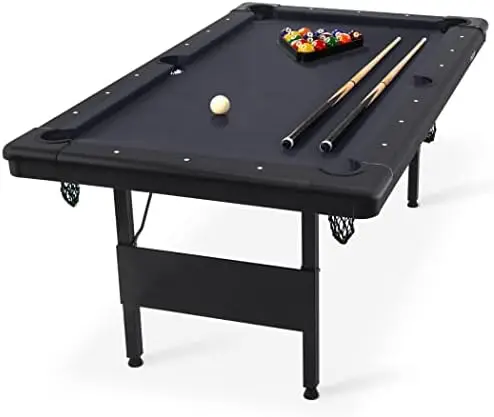 

ft or 7 ft Billiards Table - Portable Pool Table - Includes Full Set of Balls, 2 Cue Sticks, Chalk, and Felt Brush; Choose Your