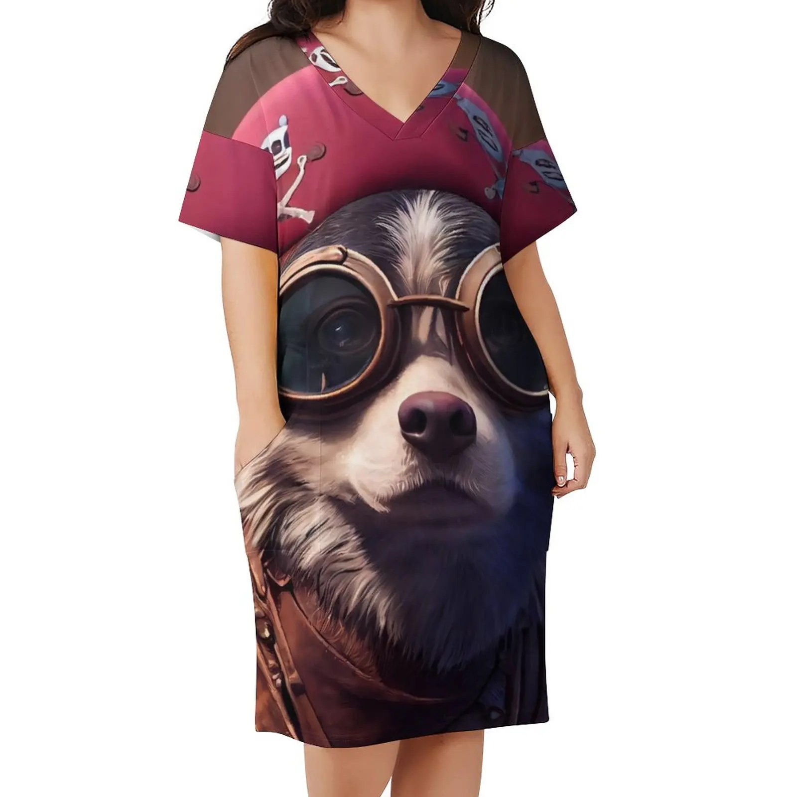 Funny Animal Casual Dress Summer Pirate Dog Print Vintage Dresses Woman V Neck Design Street Style Dress Plus Size 5XL
Funny Animal Casual Dress Summer Pirate Dog Print Vintage Dresses Woman V Neck Design Street Style Dress Plus Size 5XL