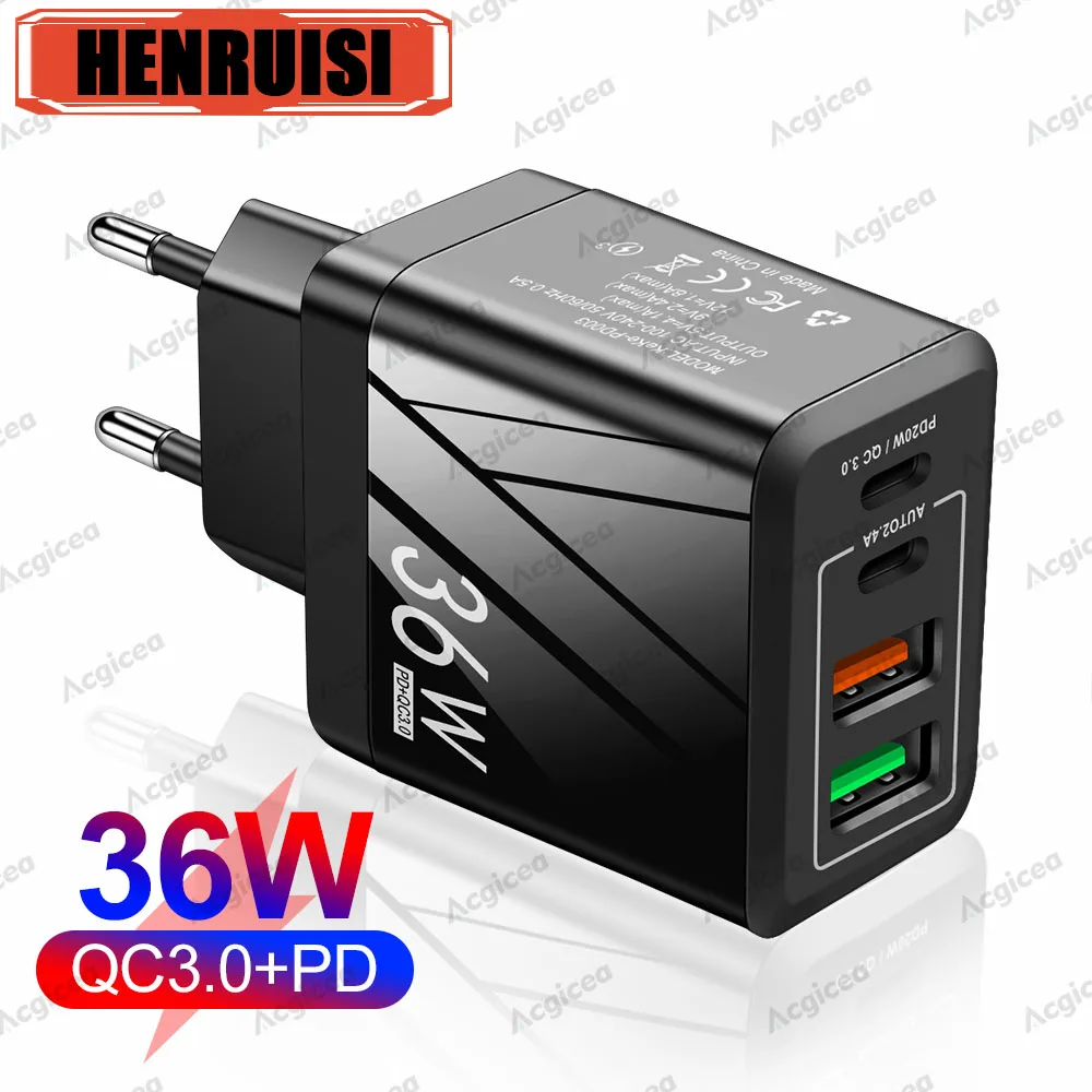 36W Dual USB PD Charger Fast Charging Type C 20W QC 3.0 Mobile Phone Power Adapter For iPhone 14 Xiaomi 13 Huawei Samsung Realme
36W Dual USB PD Charger Fast Charging Type C 20W QC 3.0 Mobile Phone Power Adapter For iPhone 14 Xiaomi 13 Huawei Samsung Realme