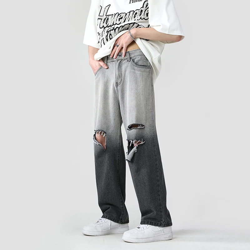 Men's Jeans Gradient Casual Oversize Hole Pants Woman Korean Hip Hop Ripped Loose Jeans Neutral Fashion High Street Denim Pants
Men's Jeans Gradient Casual Oversize Hole Pants Woman Korean Hip Hop Ripped Loose Jeans Neutral Fashion High Street Denim Pants