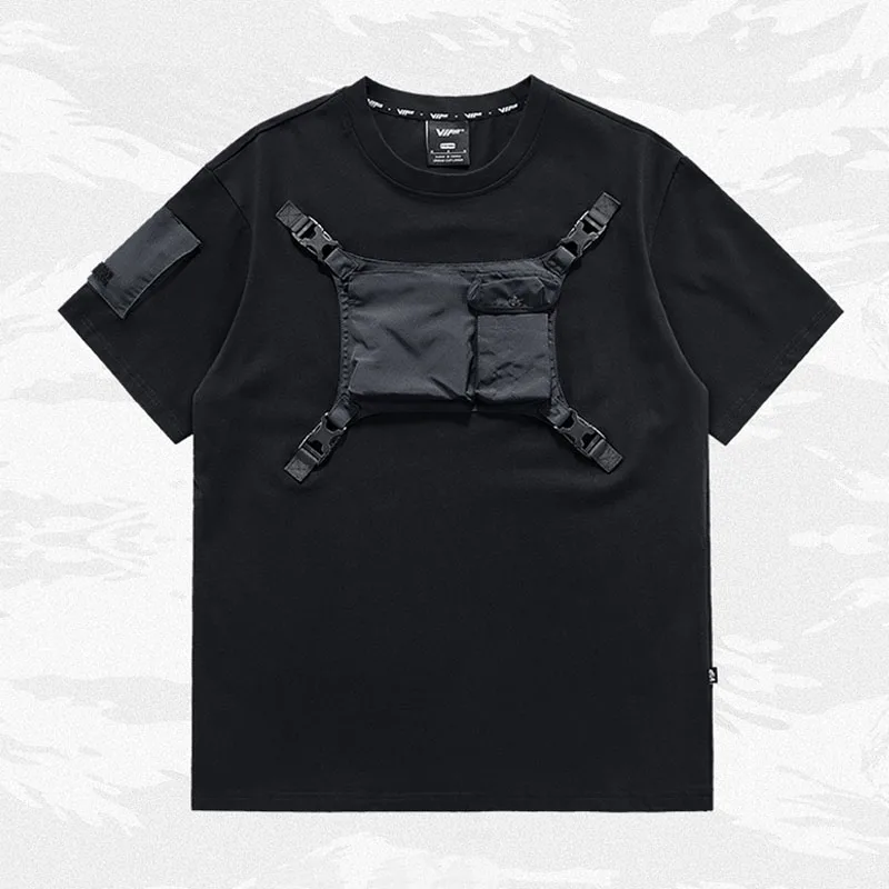 Punk Style Mechanical Black T-shirt Cargo Patchwork Short Sleeves Tachwear Streetwear Top Tees For Male Cotton
Punk Style Mechanical Black T-shirt Cargo Patchwork Short Sleeves Tachwear Streetwear Top Tees For Male Cotton