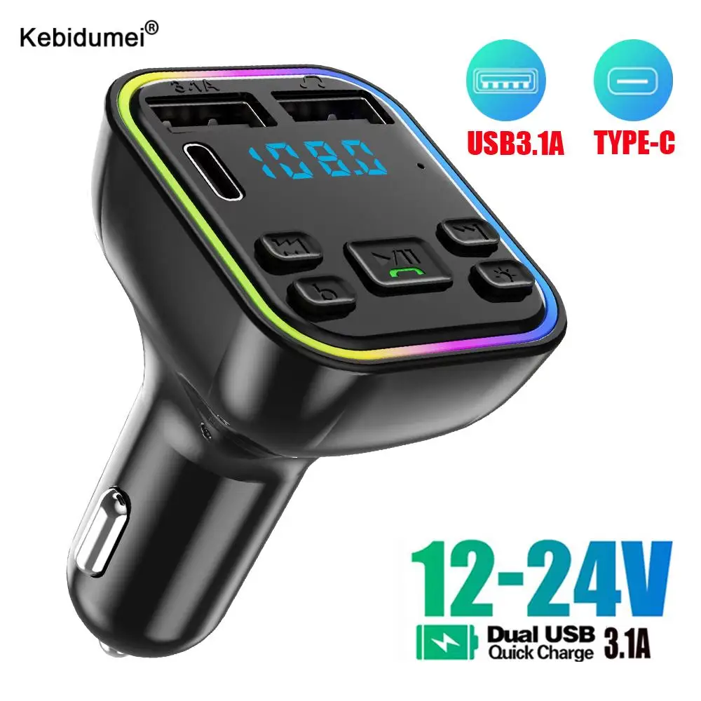 Car Bluetooth 5.0 FM Transmitter PD Type-C Dual USB 3.1A Fast Charger Colorful Ambient Light Handsfree MP3 Modulator Player
Car Bluetooth 5.0 FM Transmitter PD Type-C Dual USB 3.1A Fast Charger Colorful Ambient Light Handsfree MP3 Modulator Player