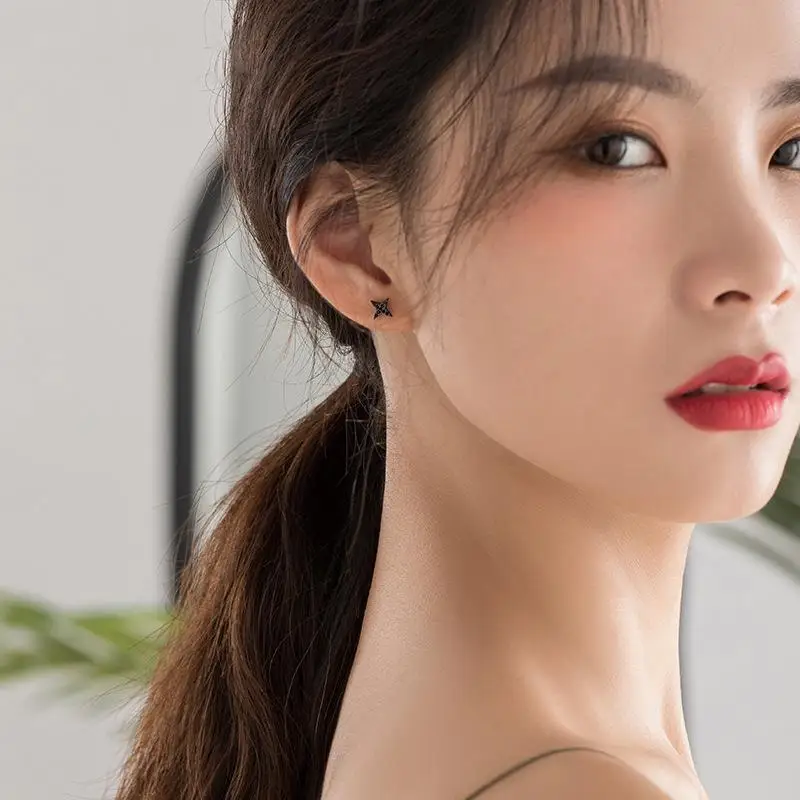 Dark Cool Style Girl's Boy's Black Star Stud Earrings Silver Plated High-grade Ear Jewelry
Dark Cool Style Girl's Boy's Black Star Stud Earrings Silver Plated High-grade Ear Jewelry