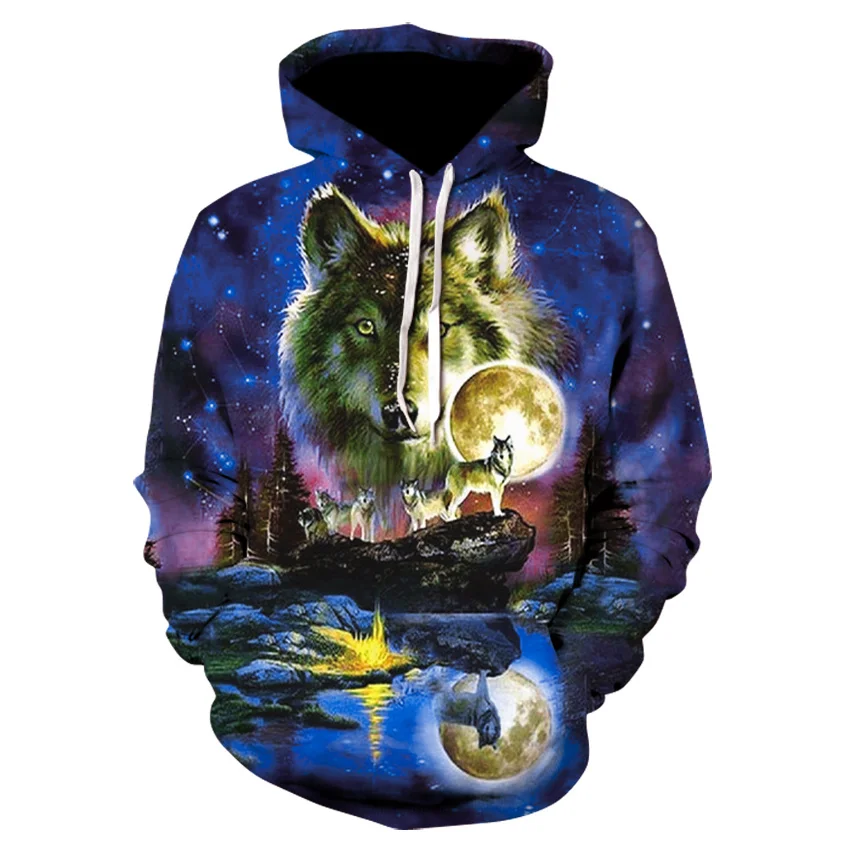 

Moda estrela lobo personalidade hoodie 3d esportes roupas dos homens marca moletom com capuz animal impressão casual moletom com