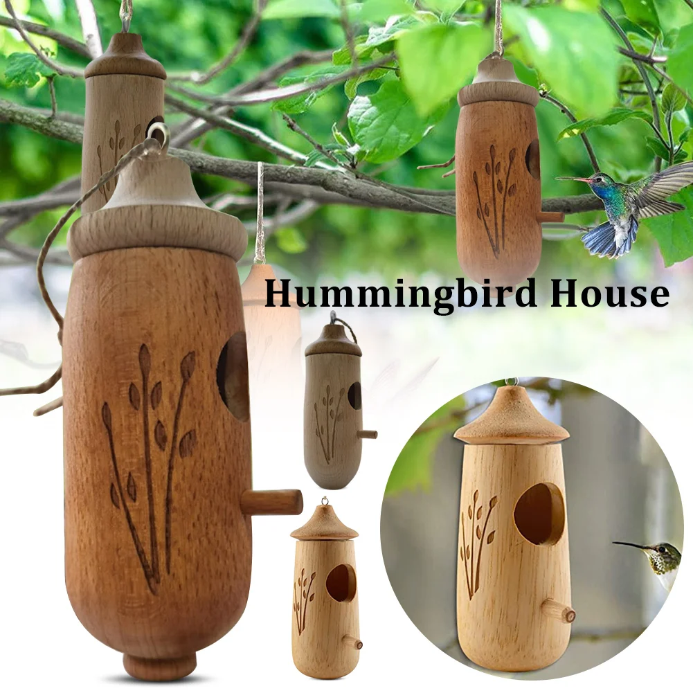 Hummingbird House Natural Wooden Hummingbird House for Outside Hanging Sparrow's Finch Bird Nest for Garden Balcony Decoration
Hummingbird House Natural Wooden Hummingbird House for Outside Hanging Sparrow's Finch Bird Nest for Garden Balcony Decoration